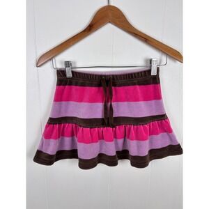 Y2K Gap Girl Pink Purple Brown Striped Velour Skirt Girls Size M (8) Kids Casual